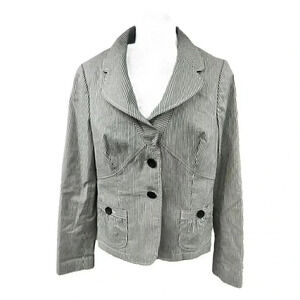 Banana Republic Women's Blazer seersucker pin stripes button up long sleeve sz12